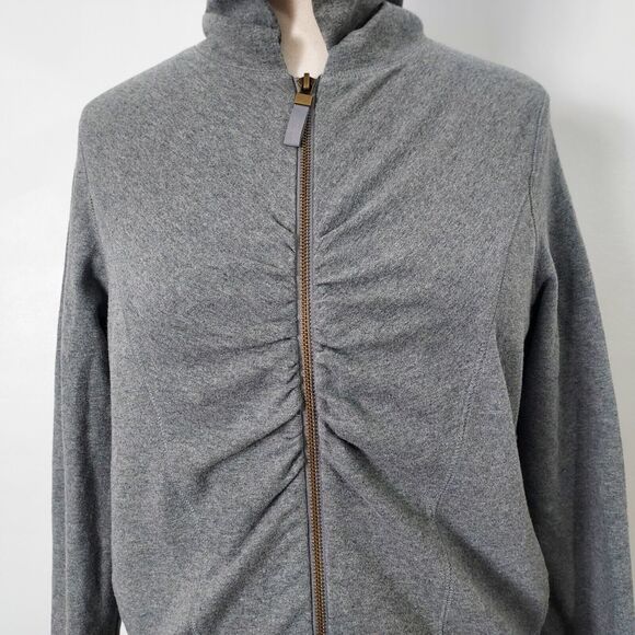 i.e. Relaxed Jacket Zip Up Womens Size PL Stretch Gray Ruched Long Sleeve Casual - Picture 3 of 12